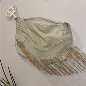 Fringe cream colored shoulder bag!